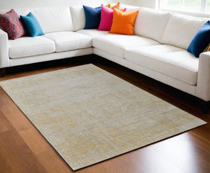 HomeRoots 3' Stunning Yellow and Ivory Abstract Hand-Woven Area Rug for Modern Living Spaces and Comfort 5' X 8' 566985