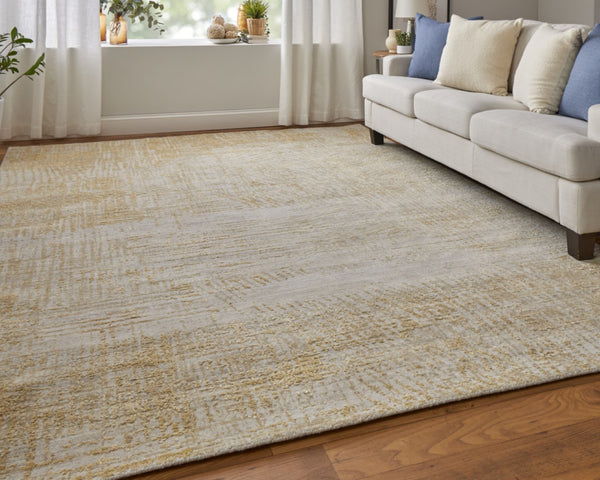 HomeRoots 3' Stunning Yellow and Ivory Abstract Hand-Woven Area Rug for Modern Living Spaces and Comfort 8' X 10' 566986