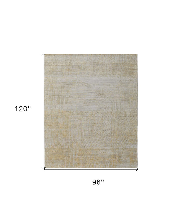 HomeRoots 3' Stunning Yellow and Ivory Abstract Hand-Woven Area Rug for Modern Living Spaces and Comfort 8' X 10' 566986