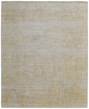 HomeRoots 3' Stunning Yellow and Ivory Abstract Hand-Woven Area Rug for Modern Living Spaces and Comfort 9' X 12' 566987