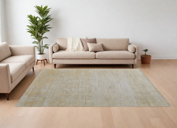 HomeRoots 3' Stunning Yellow and Ivory Abstract Hand-Woven Area Rug for Modern Living Spaces and Comfort 9' X 12' 566987