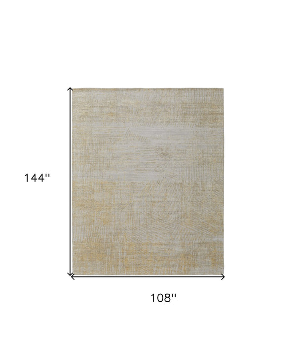 HomeRoots 3' Stunning Yellow and Ivory Abstract Hand-Woven Area Rug for Modern Living Spaces and Comfort 9' X 12' 566987