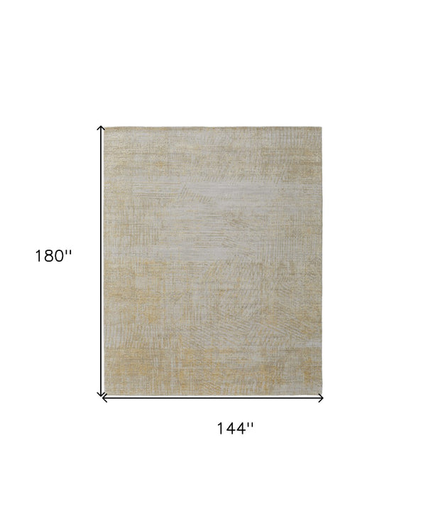 HomeRoots 3' Stunning Yellow and Ivory Abstract Hand-Woven Area Rug for Modern Living Spaces and Comfort 12' X 15' 566989