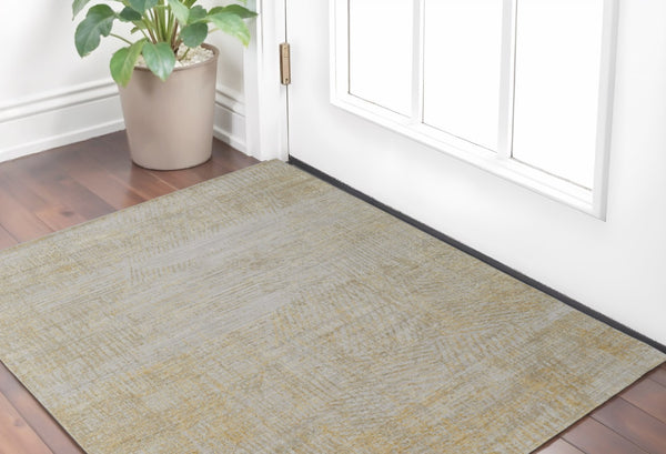 HomeRoots 3' Stunning Yellow and Ivory Abstract Hand-Woven Area Rug for Modern Living Spaces and Comfort 2' X 3' 566990