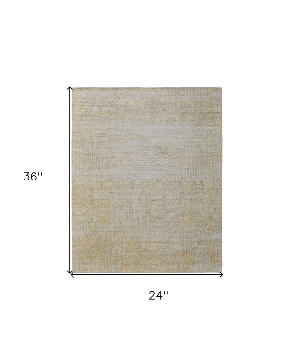 HomeRoots 3' Stunning Yellow and Ivory Abstract Hand-Woven Area Rug for Modern Living Spaces and Comfort 2' X 3' 566990