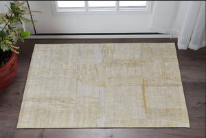 HomeRoots 3' Hand-Woven Yellow and Ivory Abstract Area Rug for Cozy Contemporary Spaces and Artisanal Charm 3' X 5' 566991