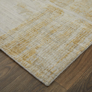 HomeRoots 3' Hand-Woven Yellow and Ivory Abstract Area Rug for Cozy Contemporary Spaces and Artisanal Charm 3' X 5' 566991