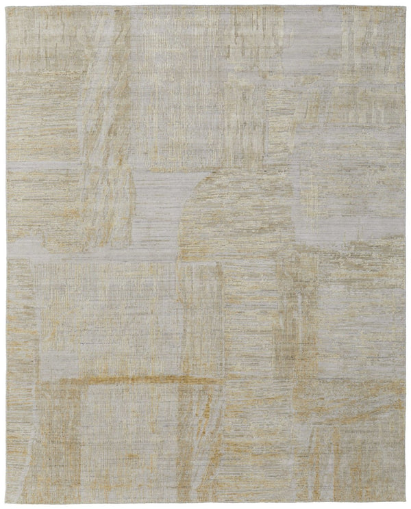 HomeRoots 3' Hand-Woven Yellow and Ivory Abstract Area Rug for Cozy Contemporary Spaces and Artisanal Charm 5' X 8' 566993