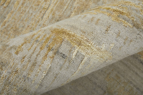 HomeRoots 3' Hand-Woven Yellow and Ivory Abstract Area Rug for Cozy Contemporary Spaces and Artisanal Charm 9' X 12' 566994