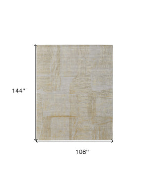 HomeRoots 3' Hand-Woven Yellow and Ivory Abstract Area Rug for Cozy Contemporary Spaces and Artisanal Charm 9' X 12' 566994