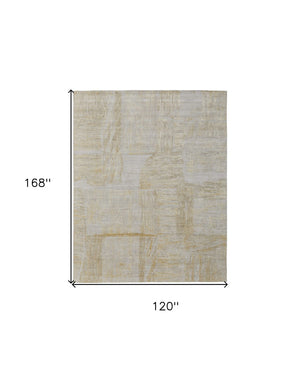 HomeRoots 3' Hand-Woven Yellow and Ivory Abstract Area Rug for Cozy Contemporary Spaces and Artisanal Charm 10' X 14' 566995