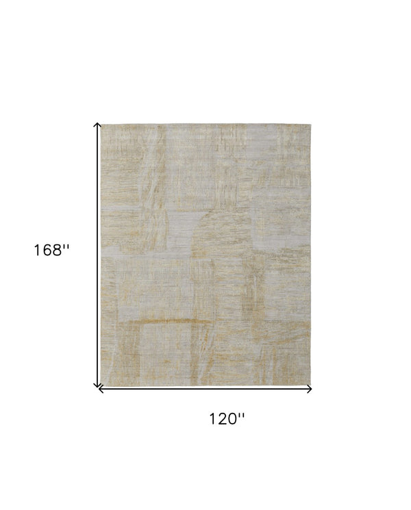 HomeRoots 3' Hand-Woven Yellow and Ivory Abstract Area Rug for Cozy Contemporary Spaces and Artisanal Charm 10' X 14' 566995
