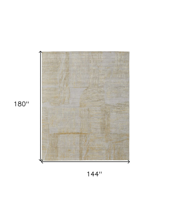 HomeRoots 3' Hand-Woven Yellow and Ivory Abstract Area Rug for Cozy Contemporary Spaces and Artisanal Charm 12' X 15' 566996