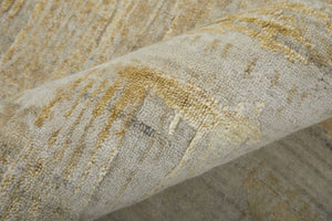 HomeRoots 3' Hand-Woven Yellow and Ivory Abstract Area Rug for Cozy Contemporary Spaces and Artisanal Charm 2' X 3' 566997