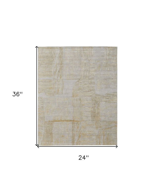HomeRoots 3' Hand-Woven Yellow and Ivory Abstract Area Rug for Cozy Contemporary Spaces and Artisanal Charm 2' X 3' 566997