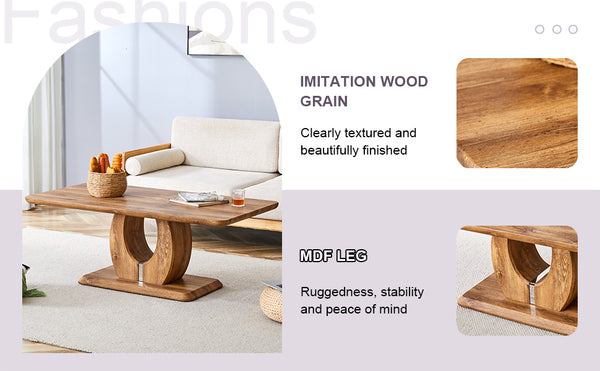 English Elm Modern modern simple luxury rectangular coffee table with sturdy base, easy-clean MDF, versatile use Wood W1151S01230