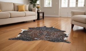 HomeRoots 8' X 10' Cowhide Animal Print Power Loom Area Rug - Rustic Touch for Modern Living Spaces & Homes Brown, Silver 566999
