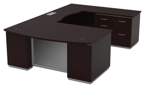 OSP Home Furnishings Tuxedo U-shape Executive Workstation with Filing Pedestal for Corporate Home Office Right TUXDKR-TYP53R