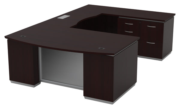 OSP Home Furnishings Tuxedo U-shape Executive Workstation with Filing Pedestal for Corporate Home Office Right TUXDKR-TYP53R
