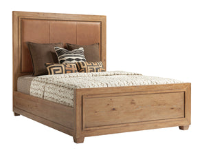 Lexington Tommy Bahama Home Antilles Upholstered Panel Bed - Stylish Global Transitional Design With Leather Headboard & Nailhead Trim Newcastle  566-143c