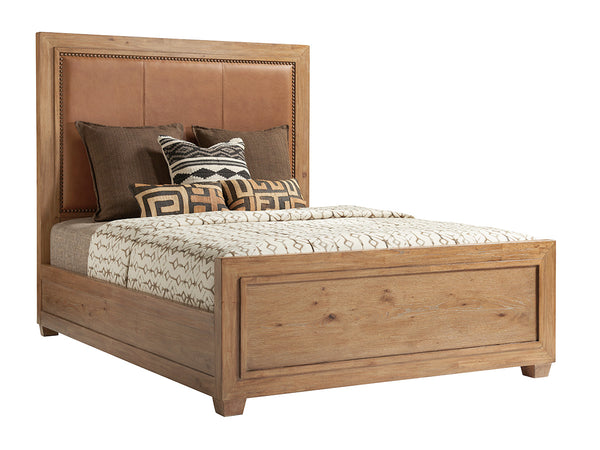 Lexington Tommy Bahama Home Antilles Upholstered Panel Bed - Stylish Global Transitional Design With Leather Headboard & Nailhead Trim Newcastle  566-143c