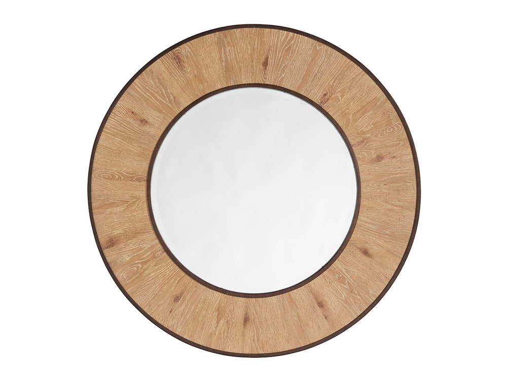Lexington Tommy Bahama Home Carins Round Mirror - Global Transitional Design With Aged Bronze Frame & Knotty Oak Veneers For Elegance Newcastle  566-201