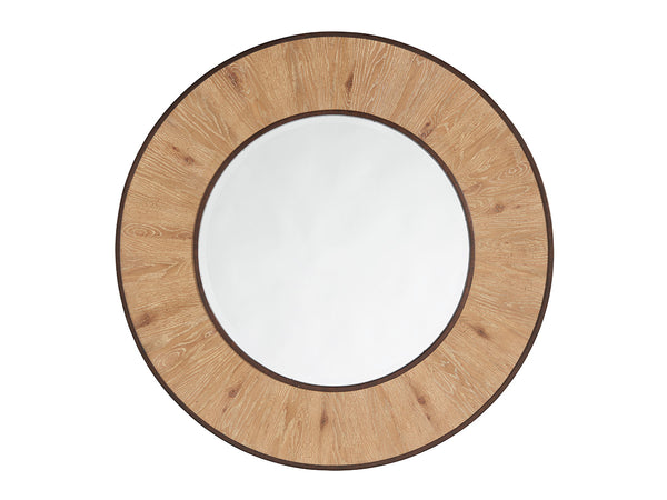 Lexington Tommy Bahama Home Carins Round Mirror - Global Transitional Design With Aged Bronze Frame & Knotty Oak Veneers For Elegance Newcastle  566-201