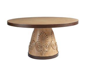 Lexington Tommy Bahama Home Weston Global Transitional Round Dining Table - Knotty Oak, Aged Bronze, And Casual Sophistication Newcastle  566-875c