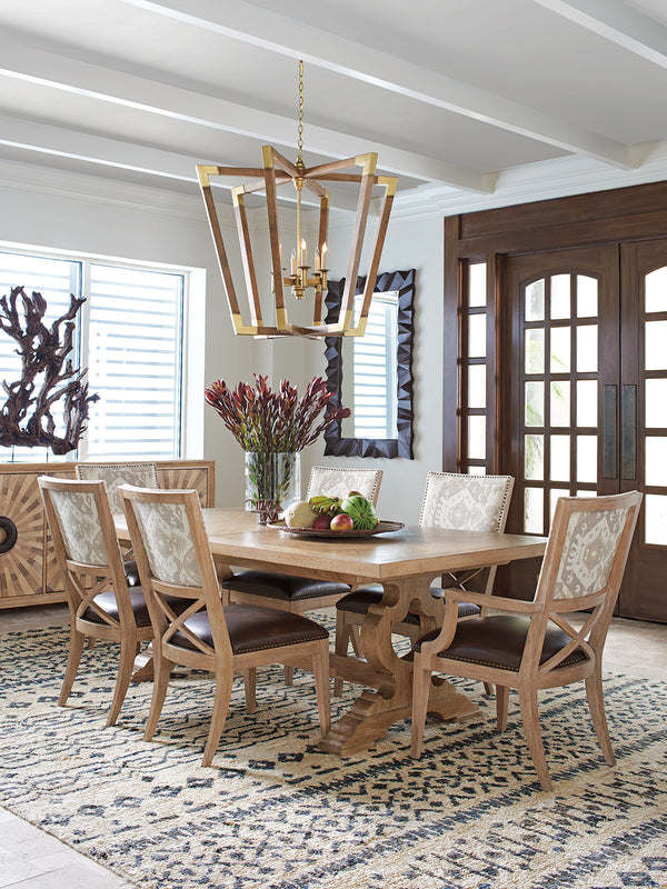 Lexington Tommy Bahama Home Farmington Global Transitional Dining Table With Herringbone Veneer, Expands For 10 Guests Comfortably Newcastle  566-877c