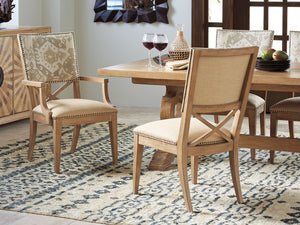 Lexington Tommy Bahama Home Farmington Global Transitional Dining Table With Herringbone Veneer, Expands For 10 Guests Comfortably Newcastle  566-877c