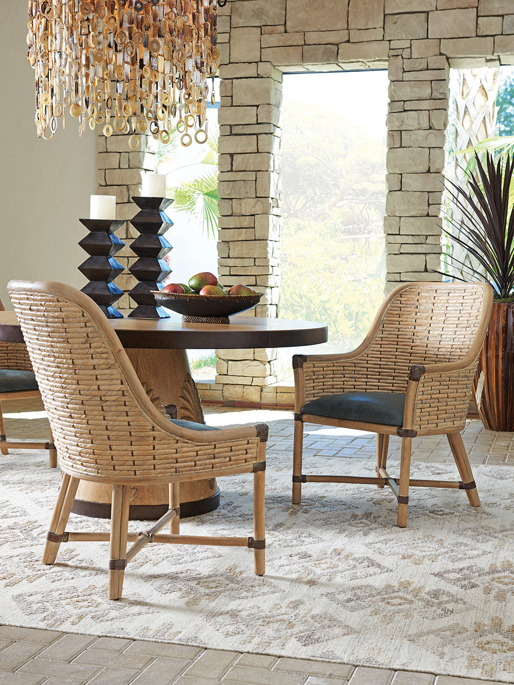 Lexington Tommy Bahama Home Keeling Woven Dining Chair - Global Transitional Style, Knotty Oak Finish & Unique Textured Accent Newcastle  566-883-41