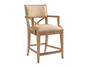 Lexington Tommy Bahama Home Sutherland Upholstered Stool: Global Transitional Design With Aged Bronze Accents And Comfort Elegance Newcastle  566-895-01