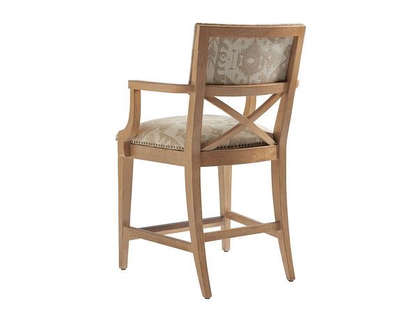 Lexington Tommy Bahama Home Sutherland Upholstered Stool: Global Transitional Design With Aged Bronze Accents And Comfort Elegance Newcastle  566-895-40