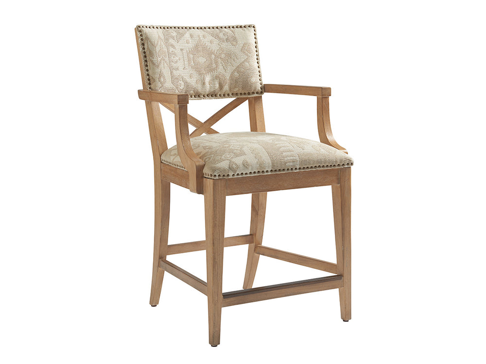 Lexington Tommy Bahama Home Sutherland Upholstered Stool: Global Transitional Design With Aged Bronze Accents And Comfort Elegance Newcastle  566-895-40
