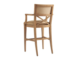 Lexington Tommy Bahama Home Sutherland Upholstered Stool: Global Transitional Design With Aged Bronze Accents And Comfort Elegance Newcastle  566-896-01
