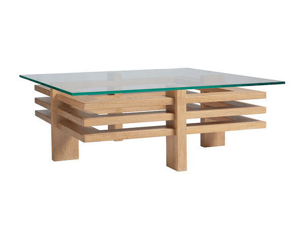 Lexington Tommy Bahama Home Calcutta Square Cocktail Table - Global Transitional Design With Ultra-clear Glass Top And Unique Aesthetic Newcastle  566-945c