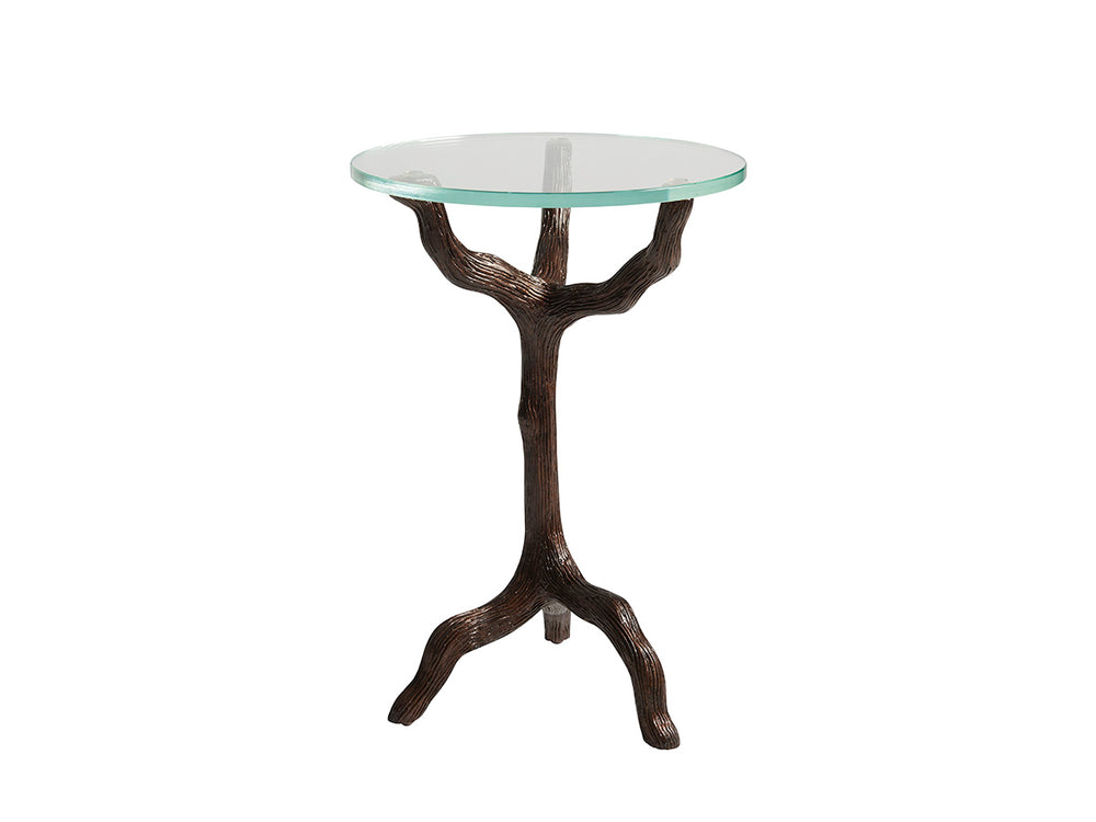 Lexington Tommy Bahama Home Trieste Global Transitional Twig Accent Table With Clear Glass Top And Aged Bronze Base Design Newcastle  566-951c