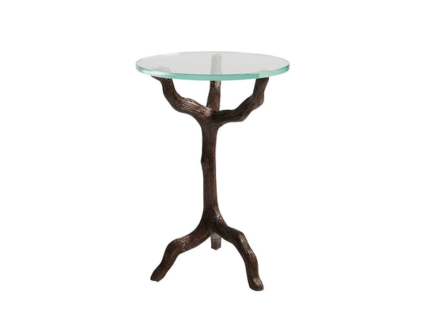 Lexington Tommy Bahama Home Trieste Global Transitional Twig Accent Table With Clear Glass Top And Aged Bronze Base Design Newcastle  566-951c