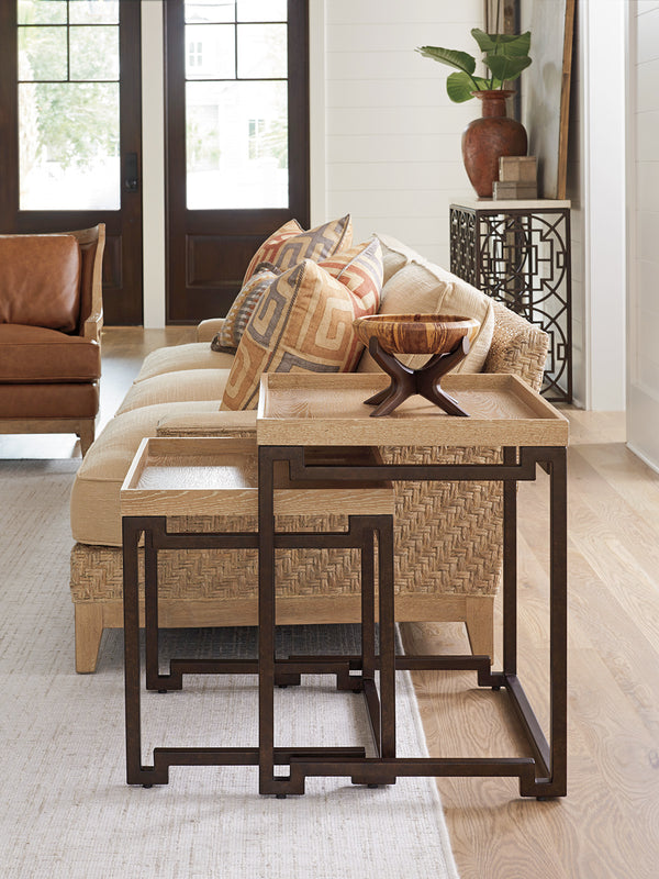 Lexington Tommy Bahama Home Dolca Vita Nesting Tables - Global Transitional Design With Knotty Oak Veneers And Aged Bronze Accents Newcastle  566-958