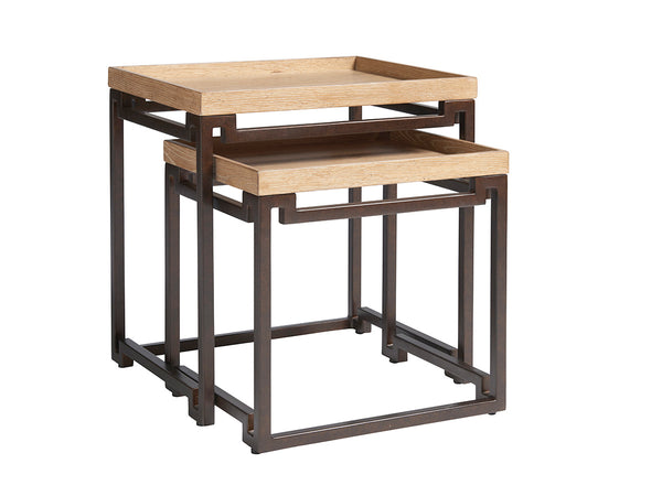 Lexington Tommy Bahama Home Dolca Vita Nesting Tables - Global Transitional Design With Knotty Oak Veneers And Aged Bronze Accents Newcastle  566-958