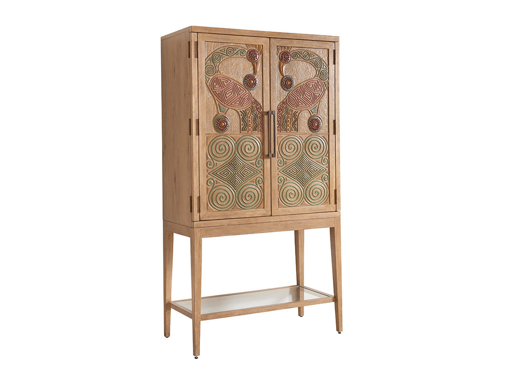 Lexington Tommy Bahama Home Cameroon Bar Cabinet: Global Transitional Design With Hand-painted Doors, Dimmable Lighting & More Newcastle  566-961c