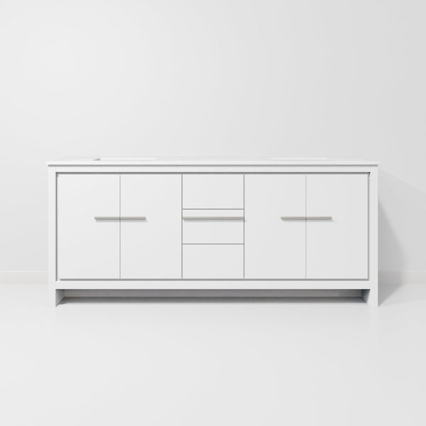 English Elm White Double Bath Vanity 80" W X 20" D With Elegant Cultured Marble Top & Ample Storage Solutions B2731P259578-GIGA