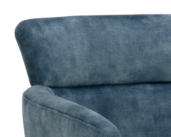 Sunpan Sharqui Dining Armchair – Luxurious Contemporary Design with Black Metal Legs and Bronze Armrest Accent Nono Petrol