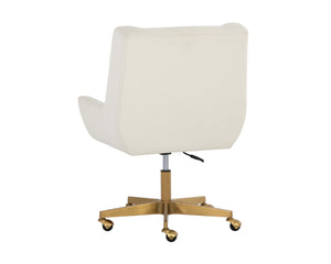 Sunpan Mirian Office Chair - Modern Glamour in Zenith Alabaster with Matte Gold Base for Ultimate Comfort