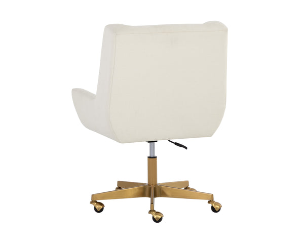 Sunpan Mirian Office Chair - Modern Glamour in Zenith Alabaster with Matte Gold Base for Ultimate Comfort