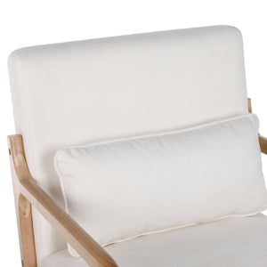 English Elm Mid Century Modern Accent Chair Solid Rubberwood Frame Lumbar Pillow Beige Living Room W2989P426363
