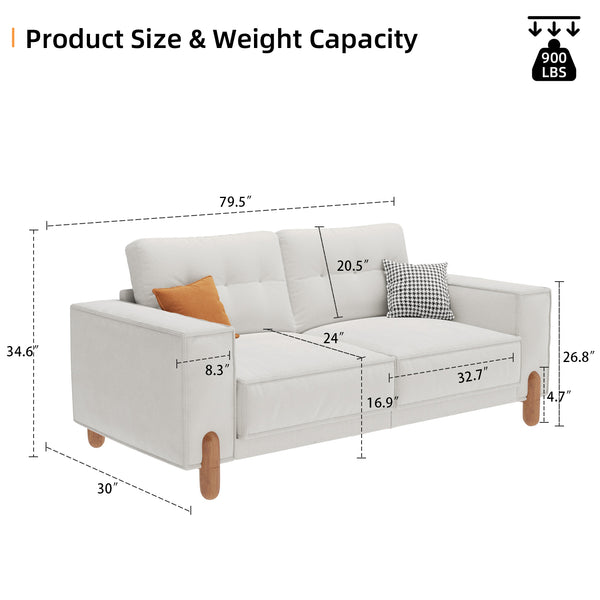 English Elm Couches Cloud-Like Chenille Loveseat 65" Compact Tufted Sofa 24" Deep Seat 900lb Sturdy Frame W2656P171901