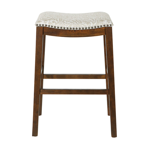 OSP Home Furnishings Saddle Stool 30" - Set of 2 Taupe / Burnt Brown