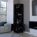 English Elm Corner Bar Cabinet Atanasio, Living Room, Black