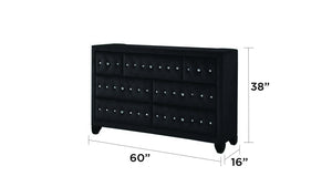 English Elm Encore Modern Style Black Upholstered King 5Pc Bedroom Set With Tufted Headboard & Storage Solutions B009S01693